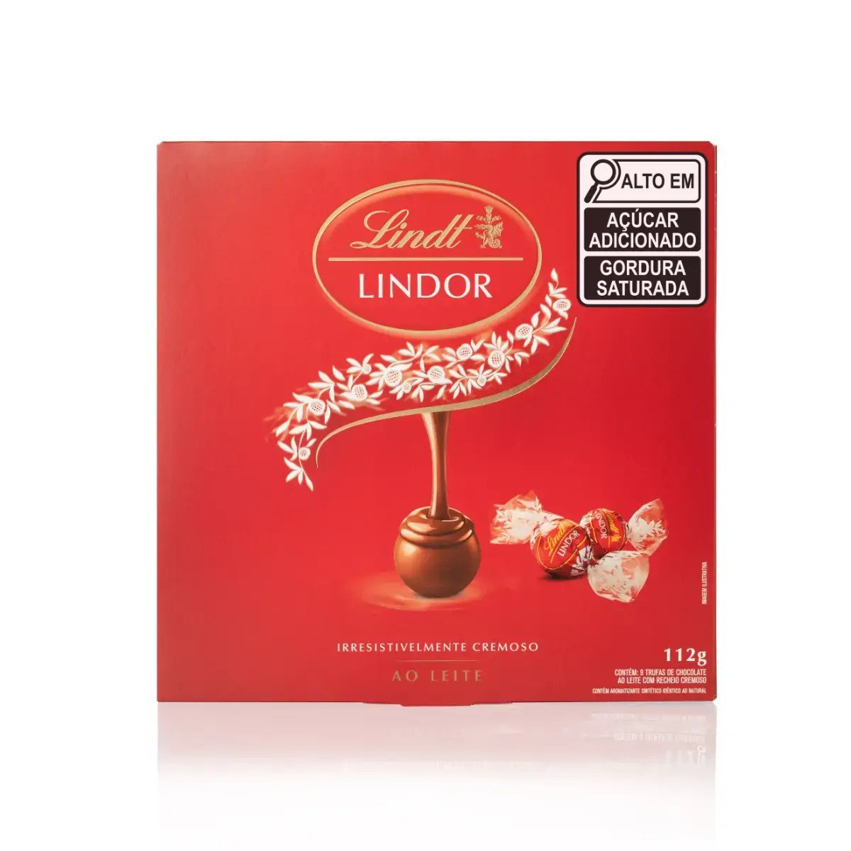 Trufa de Chocolate Suíço ao Leite Recheio Cremoso Lindt Lindor Caixa 112g 9 Unidades