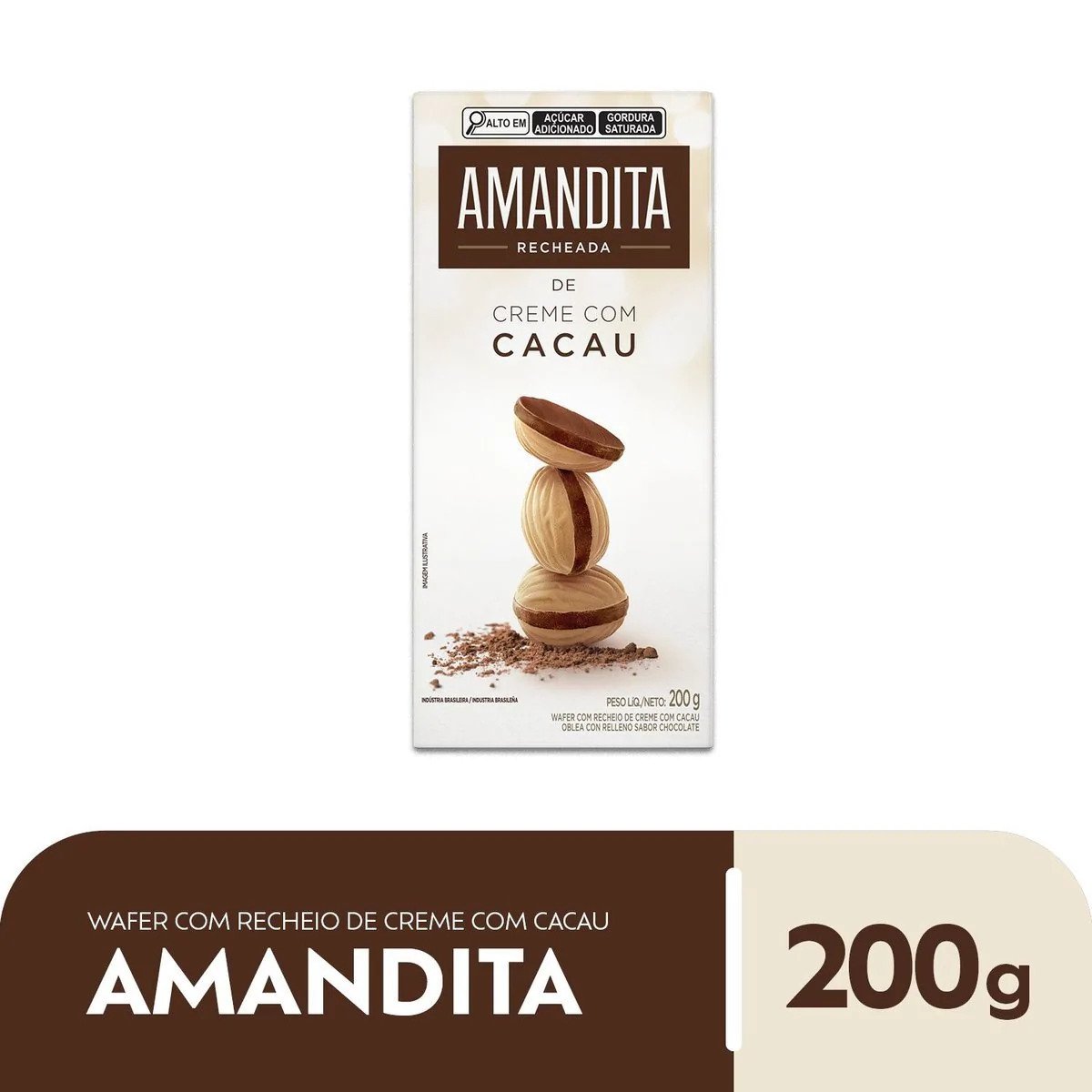 Wafer recheado de Chocolate Lacta Amandita 200g